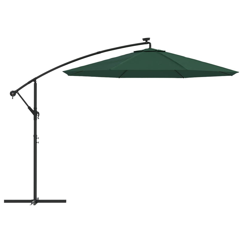 Zweefparasol met LED-verlichting en metalen paal 300 cm groen