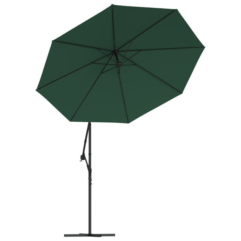 Zweefparasol met LED-verlichting en metalen paal 300 cm groen