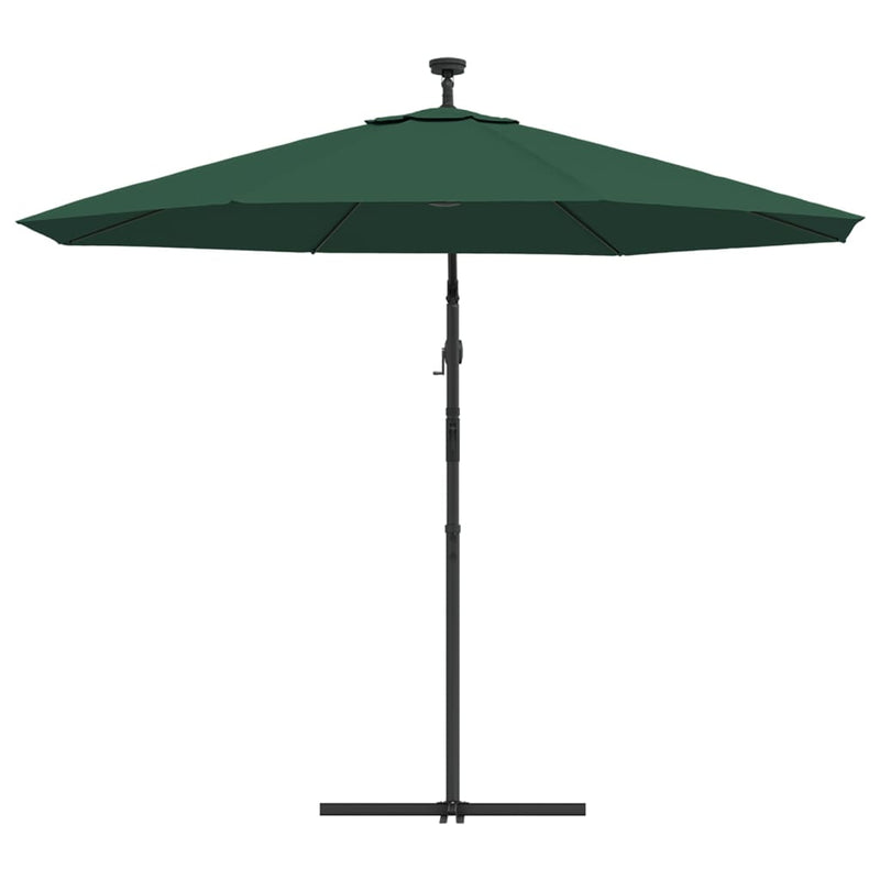 Zweefparasol met LED-verlichting en metalen paal 300 cm groen