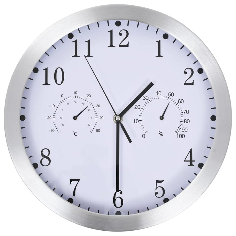 Wandklok met quartz-mechanisme hygrometer thermometer 30 cm wit - Drogistdeal.nl