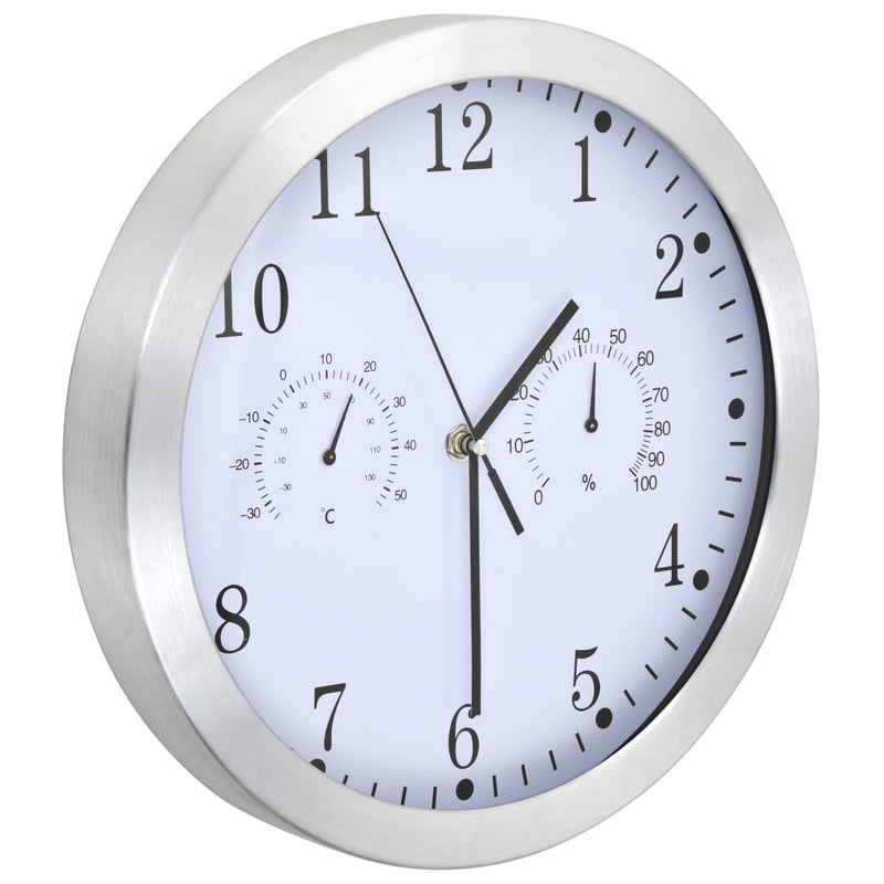 Wandklok met quartz-mechanisme hygrometer thermometer 30 cm wit - Drogistdeal.nl