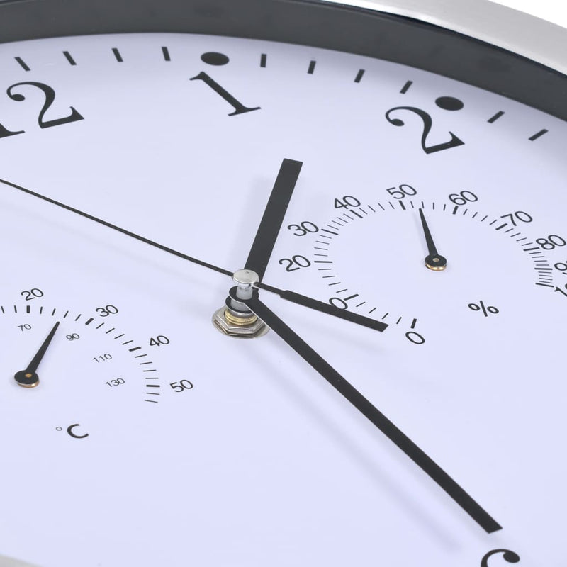 Wandklok met quartz-mechanisme hygrometer thermometer 30 cm wit - Drogistdeal.nl