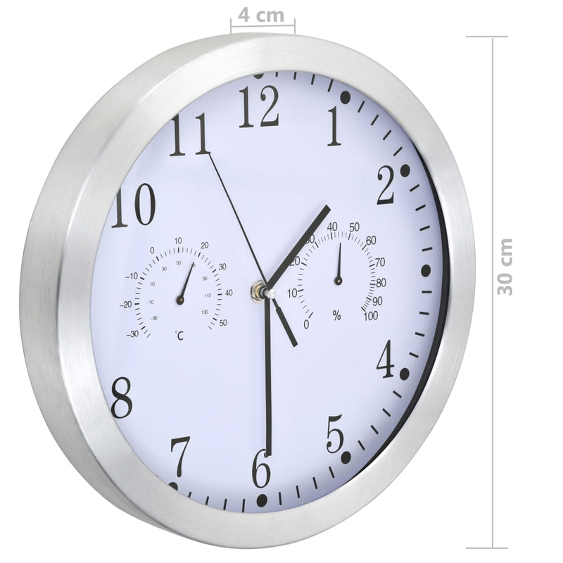 Wandklok met quartz-mechanisme hygrometer thermometer 30 cm wit - Drogistdeal.nl