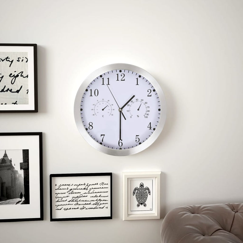 Wandklok met quartz-mechanisme hygrometer thermometer 30 cm wit - Drogistdeal.nl