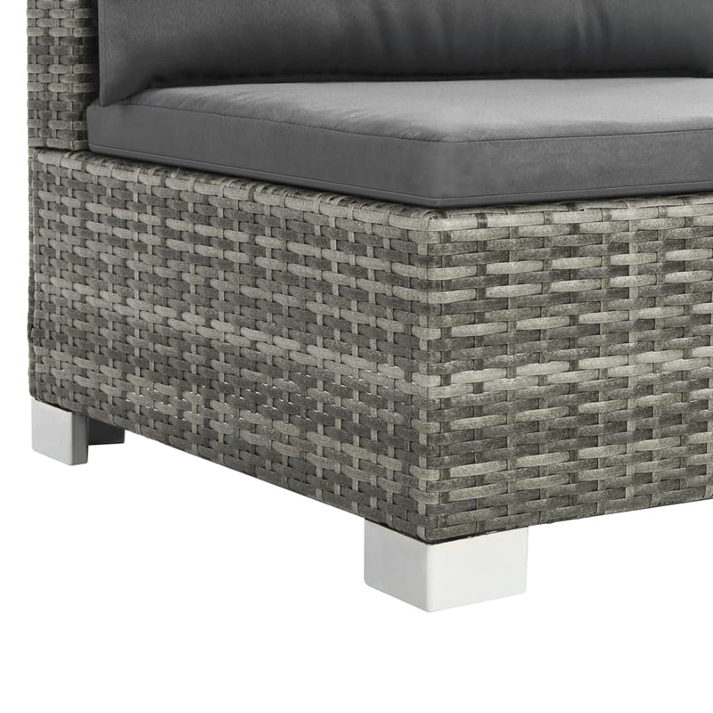 10-delige Loungeset met kussens poly rattan grijs