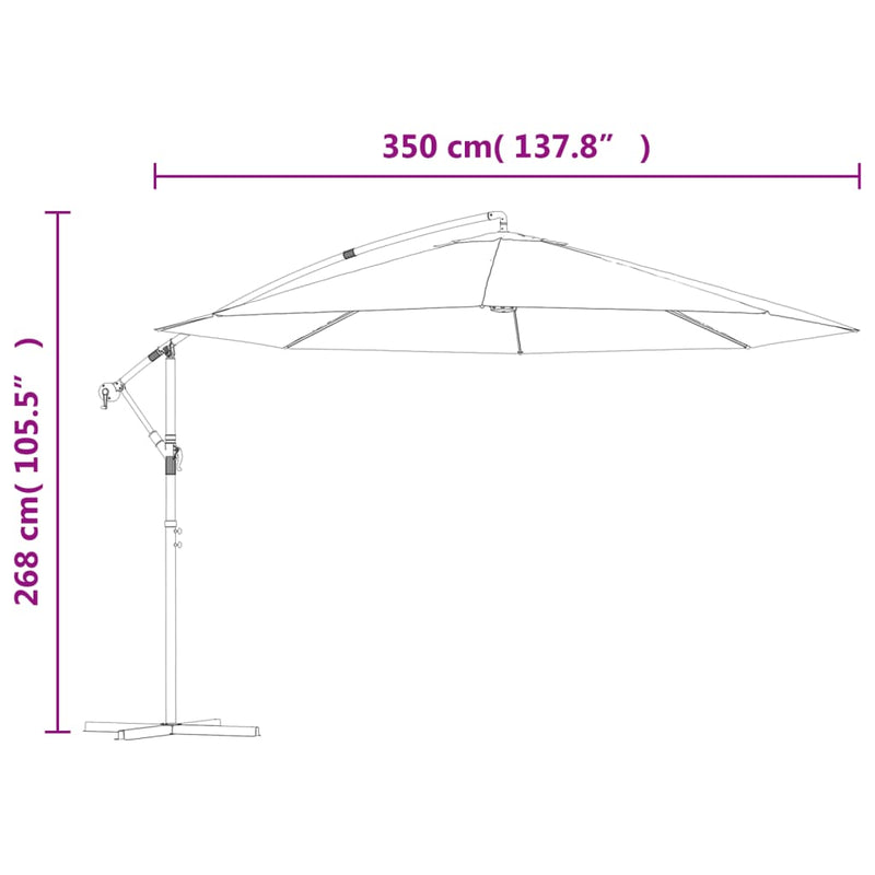 Zweefparasol met aluminium paal 350 cm terracottakleurig