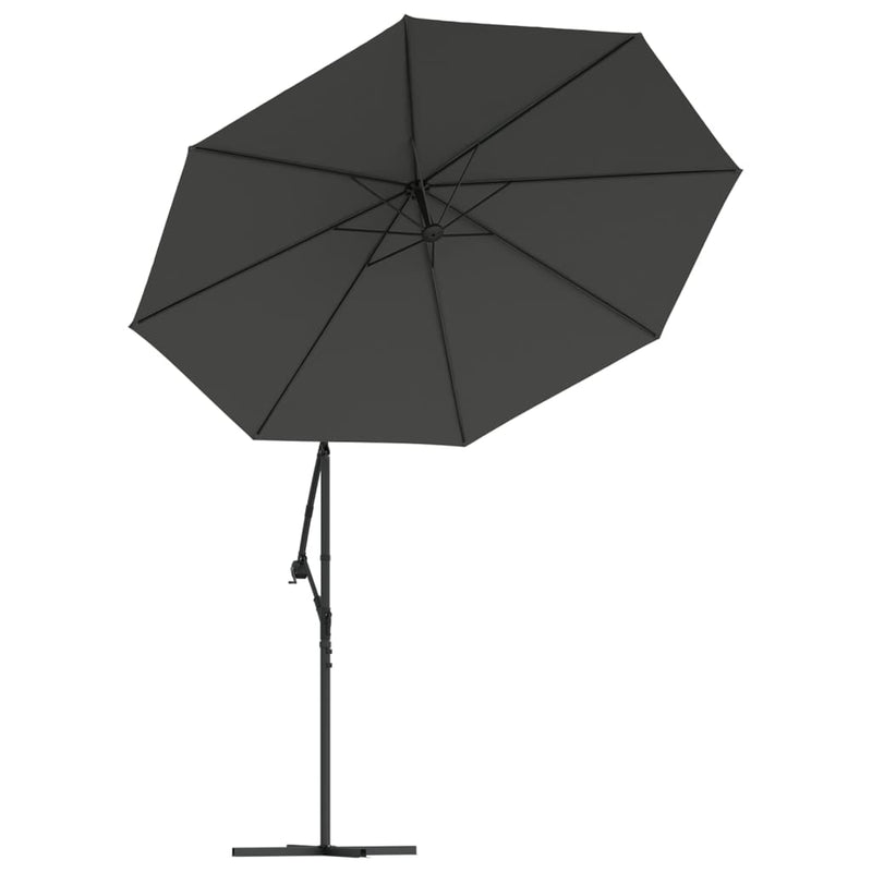 Zweefparasol met LED-verlichting stalen paal 300 cm antraciet