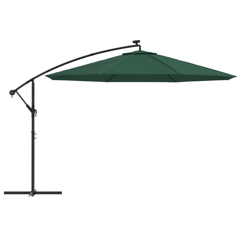 Zweefparasol met LED-verlichting en metalen paal 350 cm groen