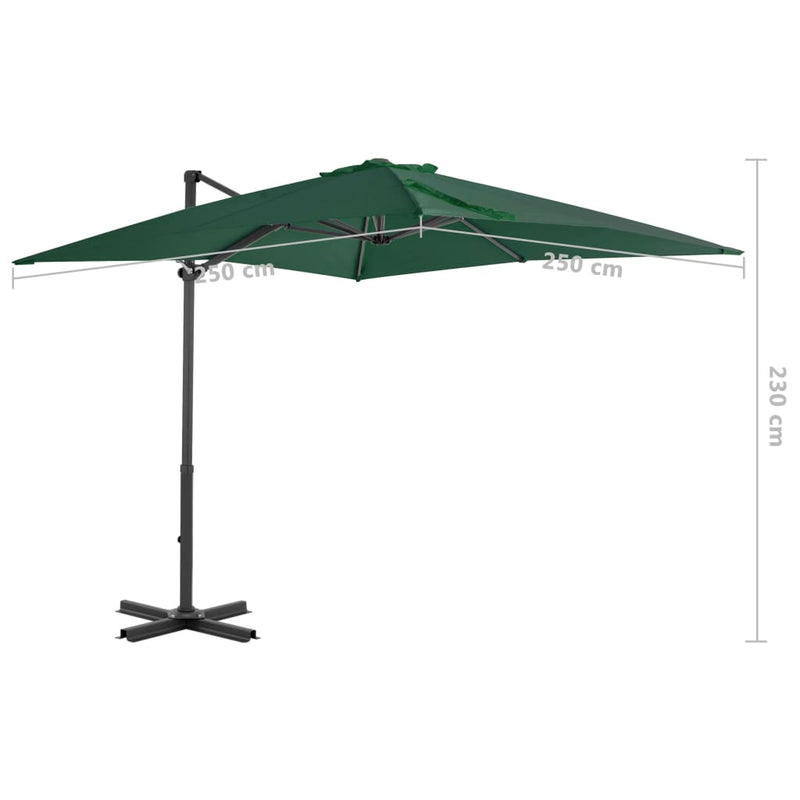 Zweefparasol met aluminium paal 250x250 cm groen