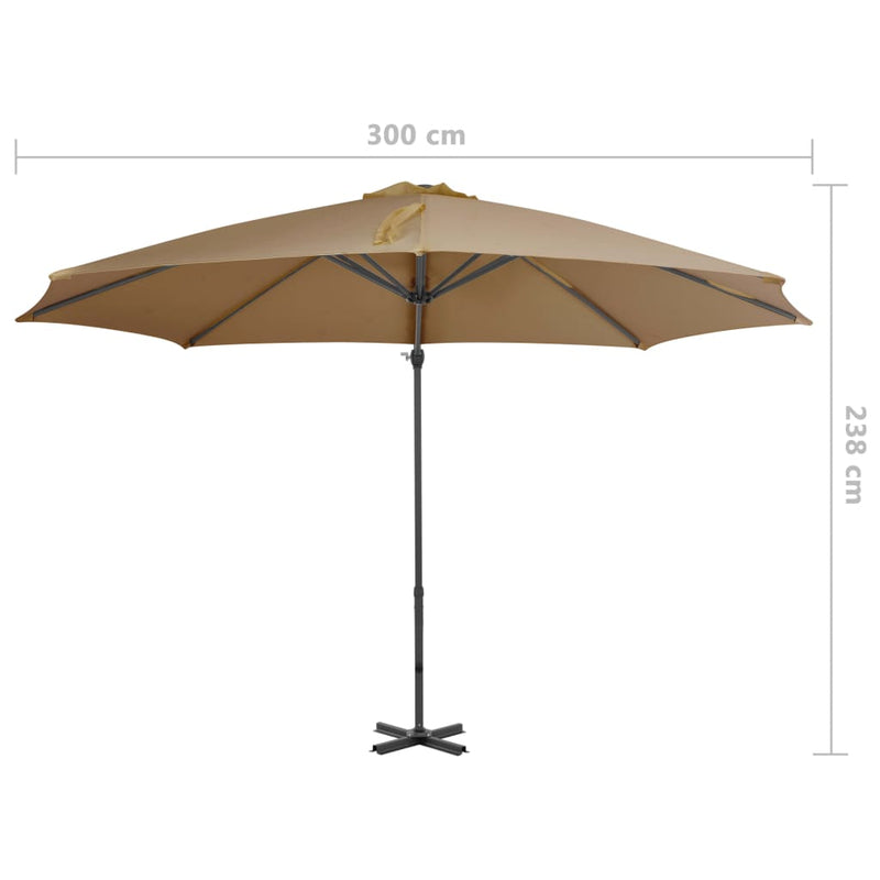 Zweefparasol met aluminium paal 300 cm taupe