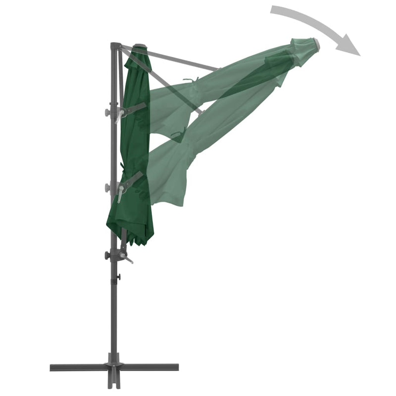 Zweefparasol met stalen paal 300 cm groen