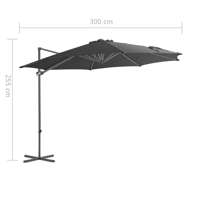 Zweefparasol met stalen paal 300 cm antracietkleurig