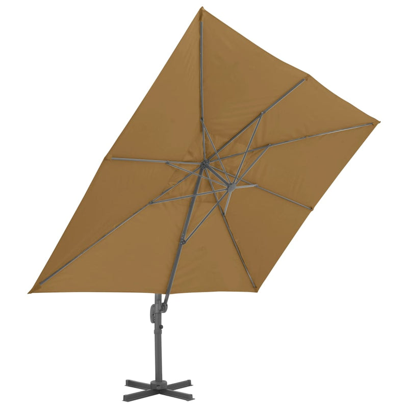 Zweefparasol met aluminium paal 400x300 cm taupe