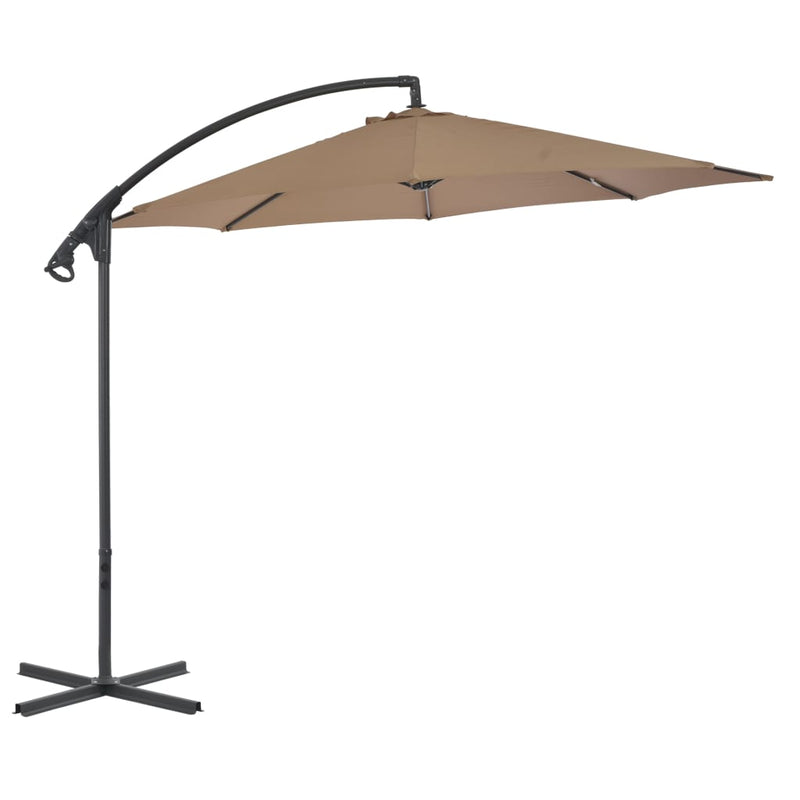 Zweefparasol met stalen paal 300 cm taupe