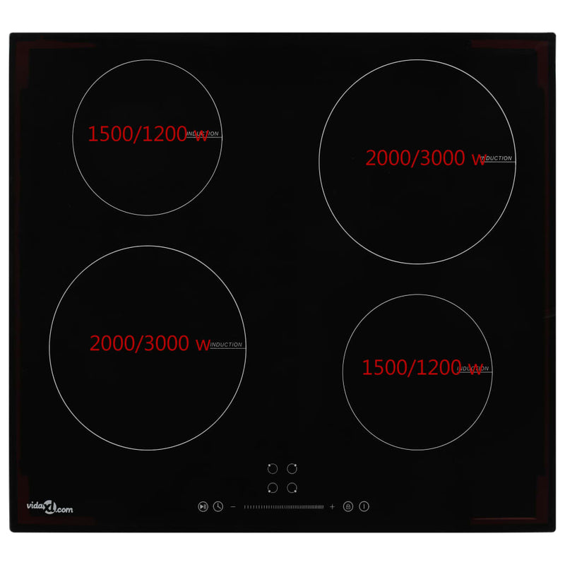 Inductiekookplaat met 4 kookzones aanraakbediening 7000 W glas