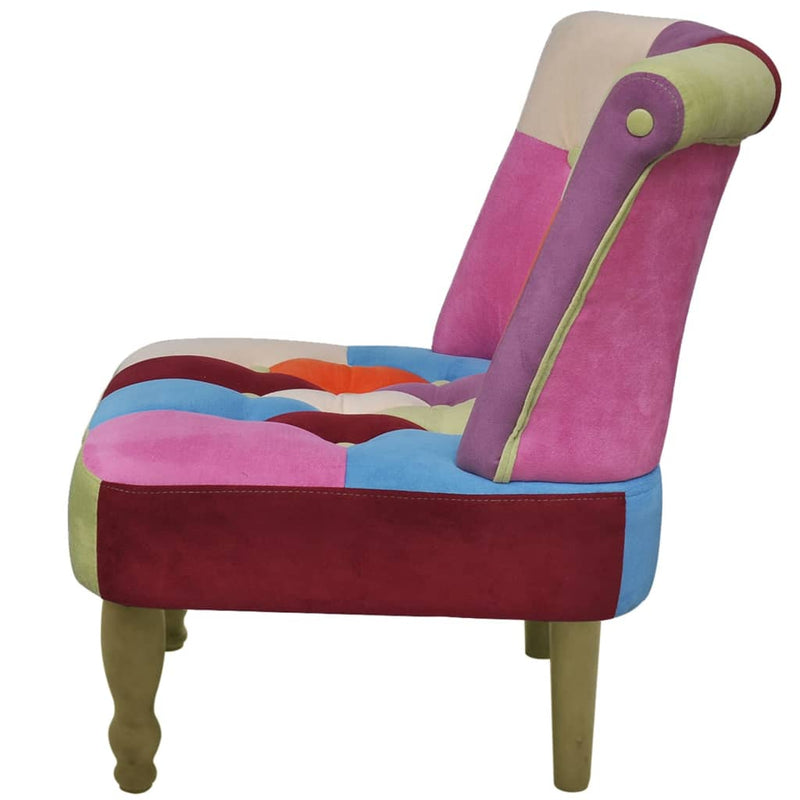 Franse stoelen 2 st met patchwork ontwerp stof