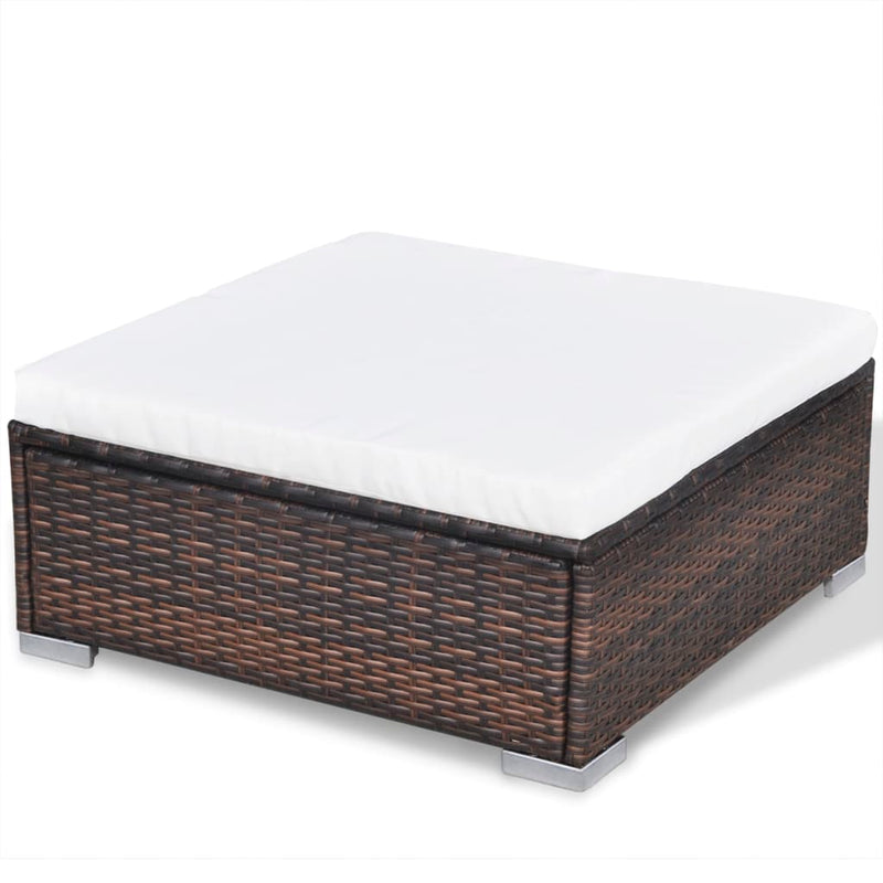 10-delige Loungeset met kussens poly rattan bruin