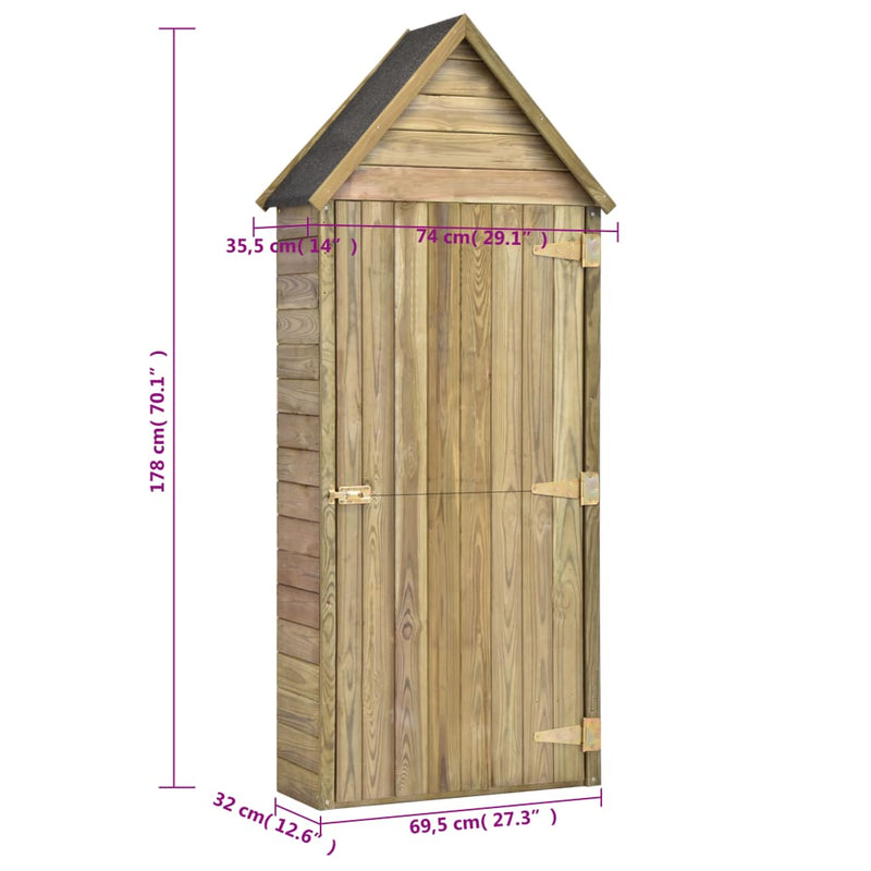 Tuinschuur met deur 69,5x32x178 cm geïmpregneerd grenenhout