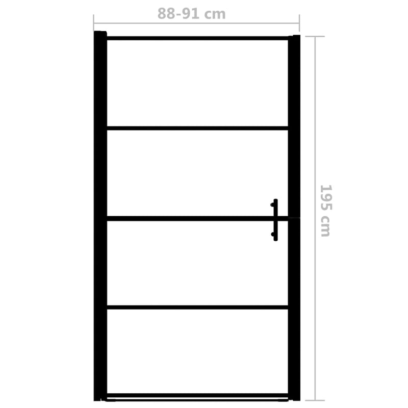 Douchedeur 91x195 cm gehard glas zwart