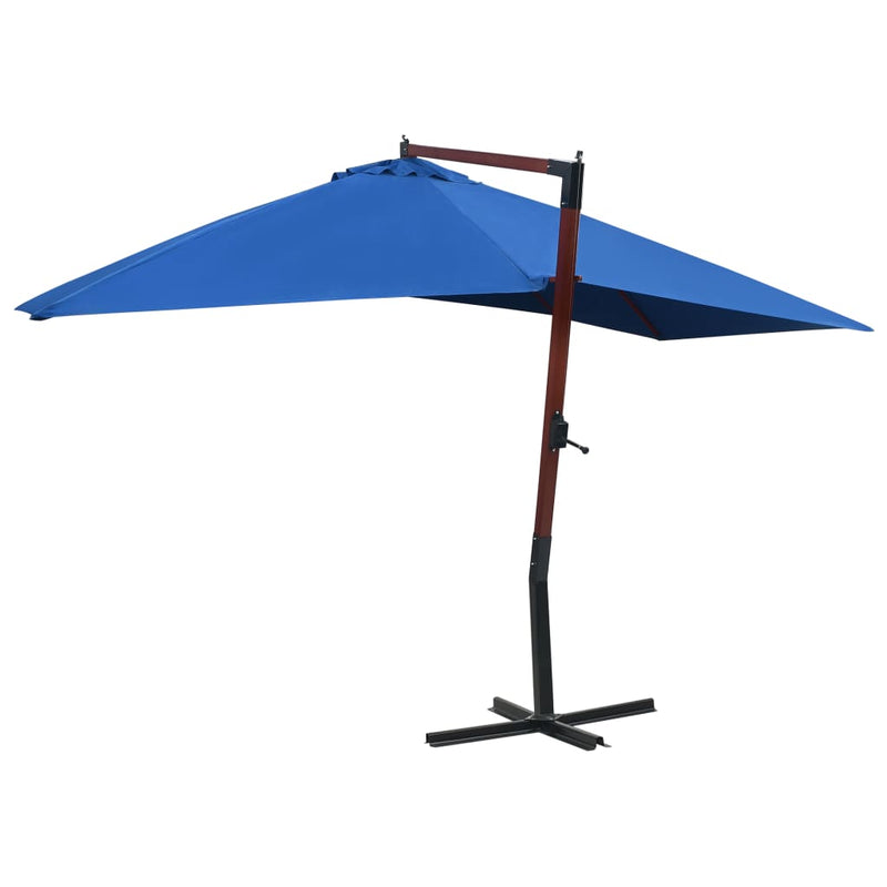 Zweefparasol met houten paal 400x300 cm blauw