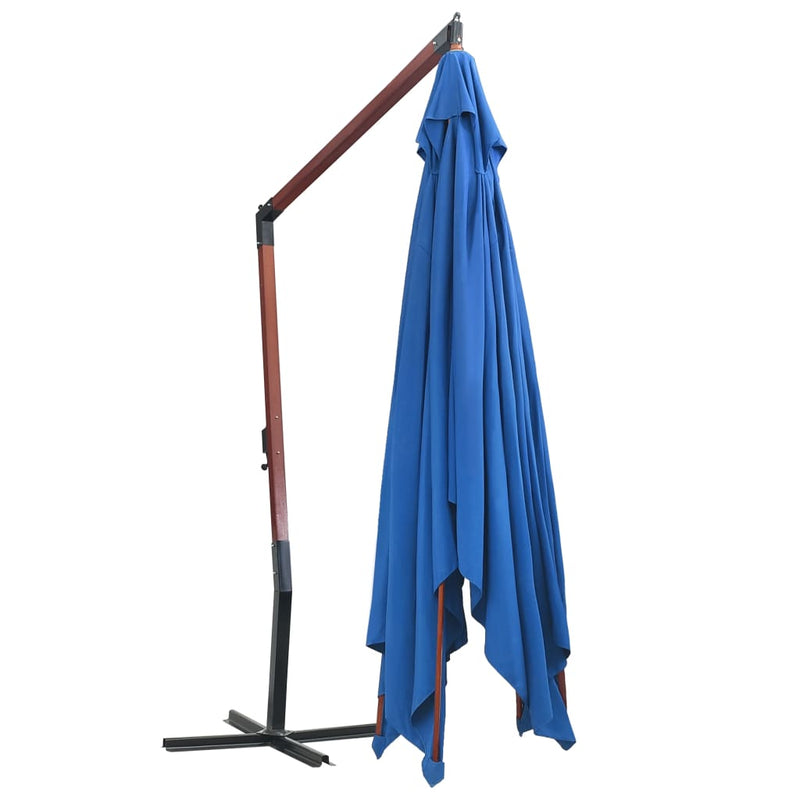 Zweefparasol met houten paal 400x300 cm blauw