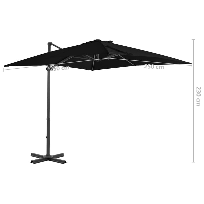 Zweefparasol met aluminium paal 250x250 cm zwart