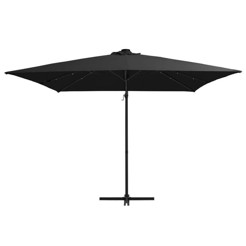 Zweefparasol met LED en stalen paal 250x250 cm zwart