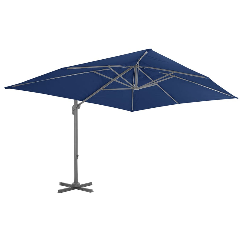 Zweefparasol met aluminium paal 4x3 m azuurblauw