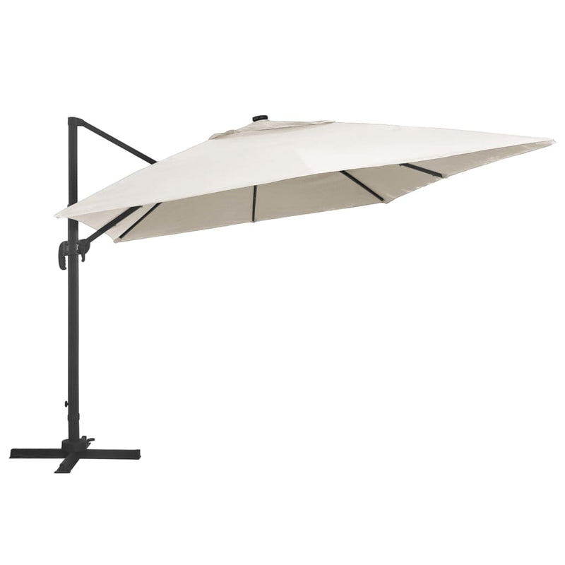 Zweefparasol met LED en aluminium paal 400x300 cm zandkleurig