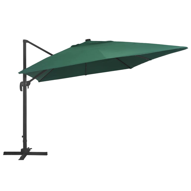 Zweefparasol met LED en aluminium paal 400x300 cm groen