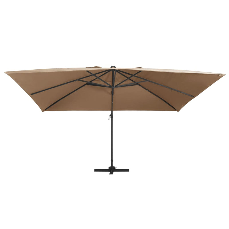 Zweefparasol met LED en aluminium paal 400x300 cm taupe