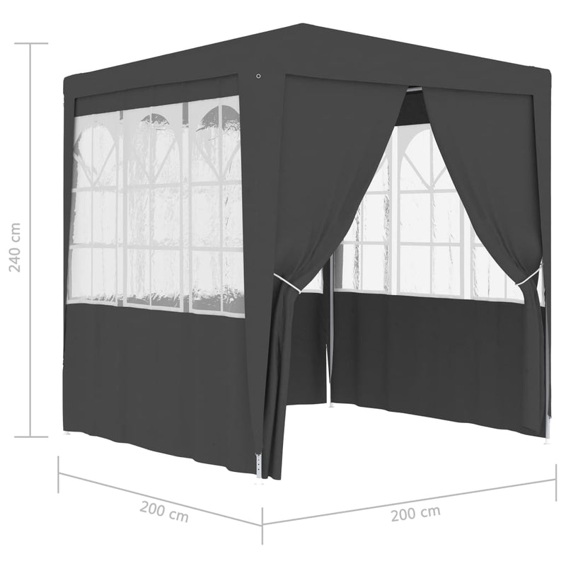 Partytent met zijwanden professioneel 90 g/m² 2x2 m antraciet