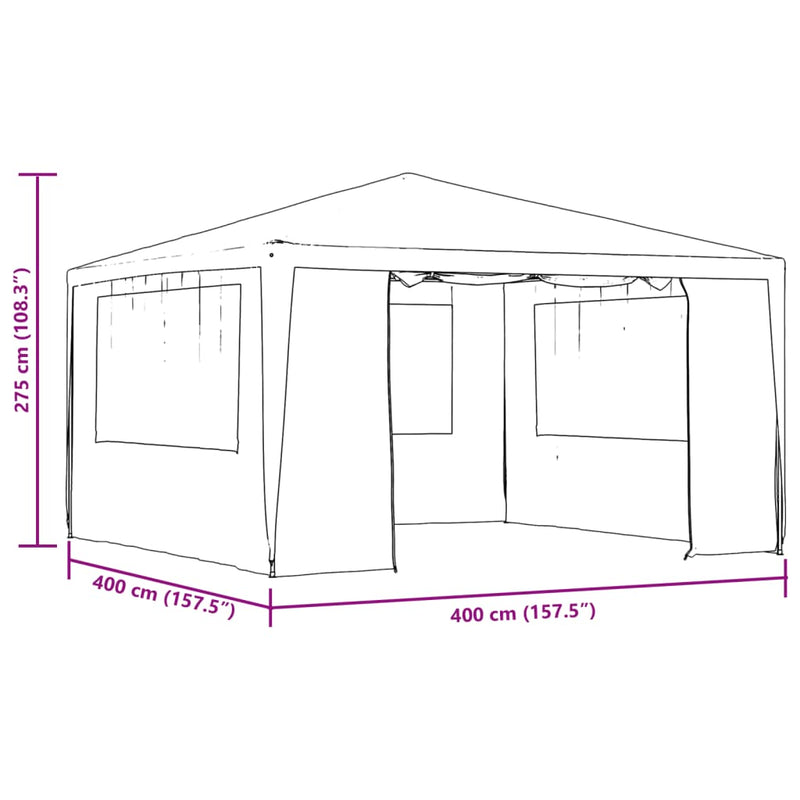 Partytent met zijwanden professioneel 90 g/m² 4x4 m antraciet