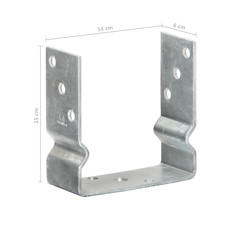 Grondankers 12 st 14x6x15 cm gegalvaniseerd staal zilverkleurig