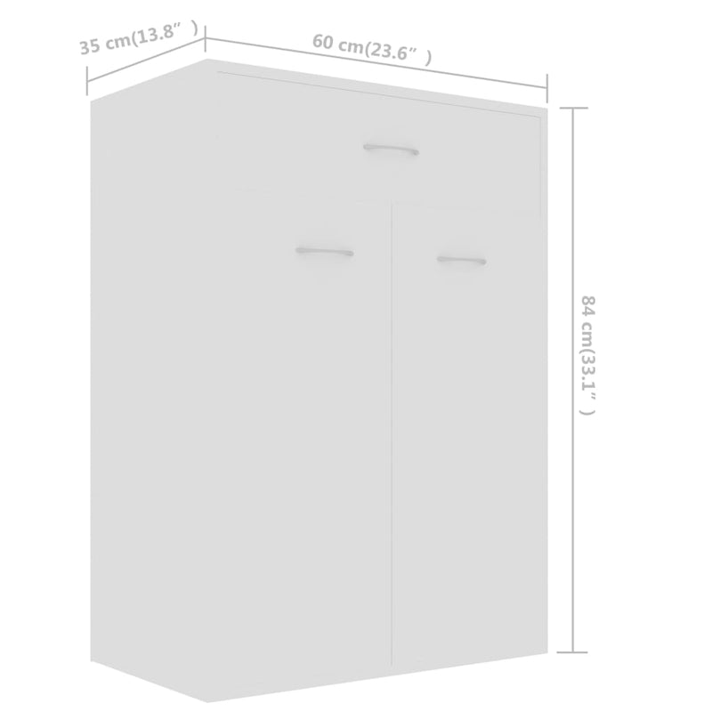 Schoenenkast 60x35x84 cm bewerkt hout wit