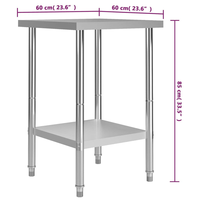 Keukenwerktafel 60x60x85 cm roestvrij staal