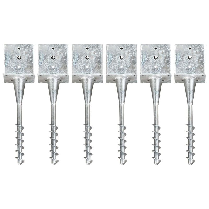 Grondpinnen 6 st 14x14x58 cm gegalvaniseerd staal zilverkleurig - Drogistdeal.nl