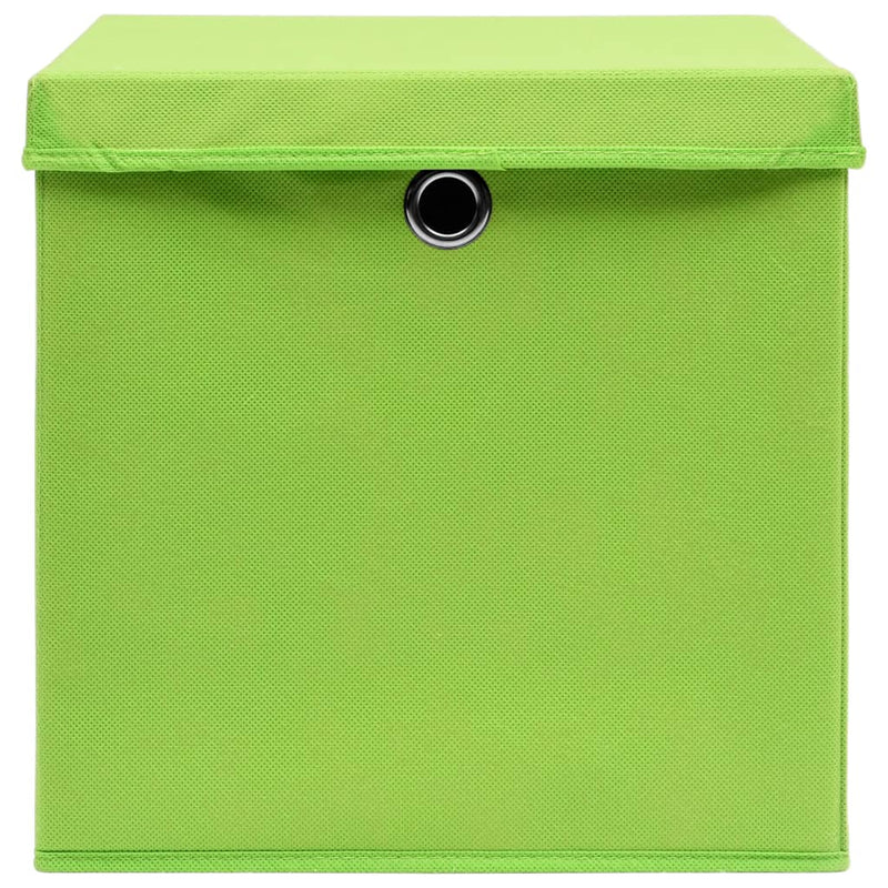 Opbergboxen met deksel 4 st 32x32x32 cm stof groen