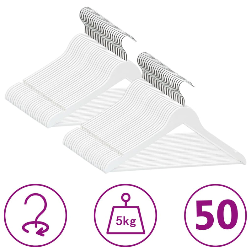 50-delige Kledinghangerset anti-slip hardhout wit