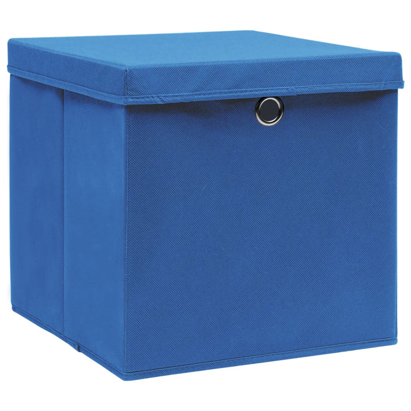 Opbergboxen met deksel 4 st 28x28x28 cm blauw