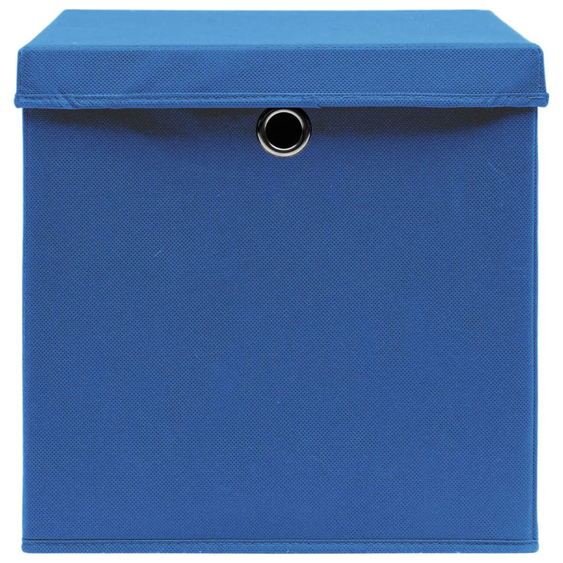 Opbergboxen met deksel 4 st 28x28x28 cm blauw