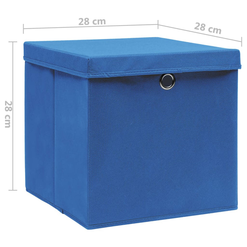 Opbergboxen met deksel 4 st 28x28x28 cm blauw