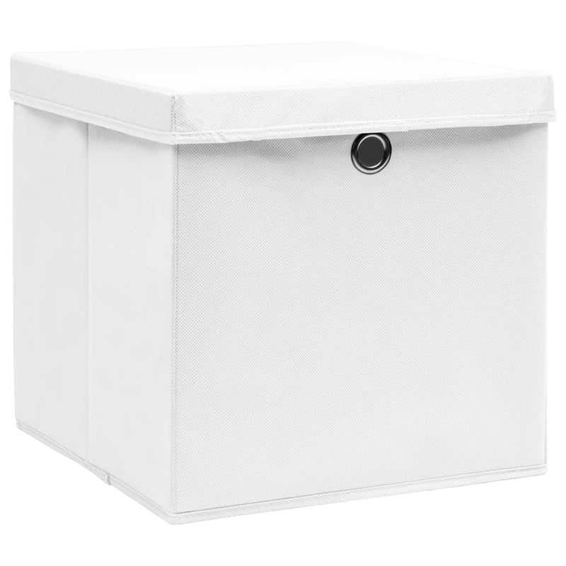 Opbergboxen met deksel 4 st 28x28x28 cm wit