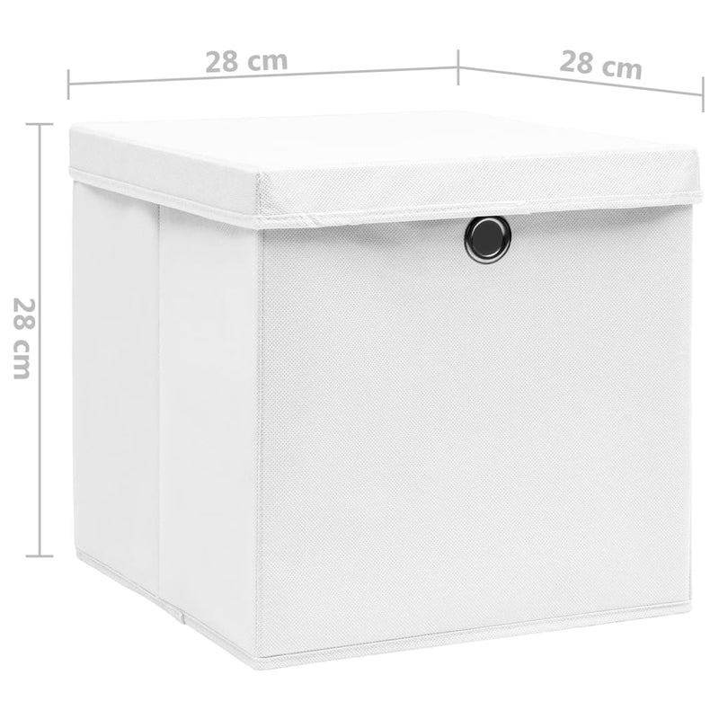 Opbergboxen met deksel 4 st 28x28x28 cm wit