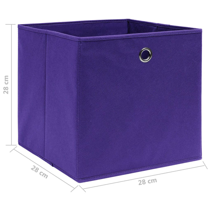 Opbergboxen 10 st 28x28x28 cm nonwoven stof paars