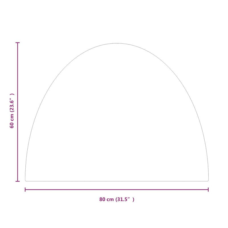 Glasplaat voor open haard half rond 800x600 mm