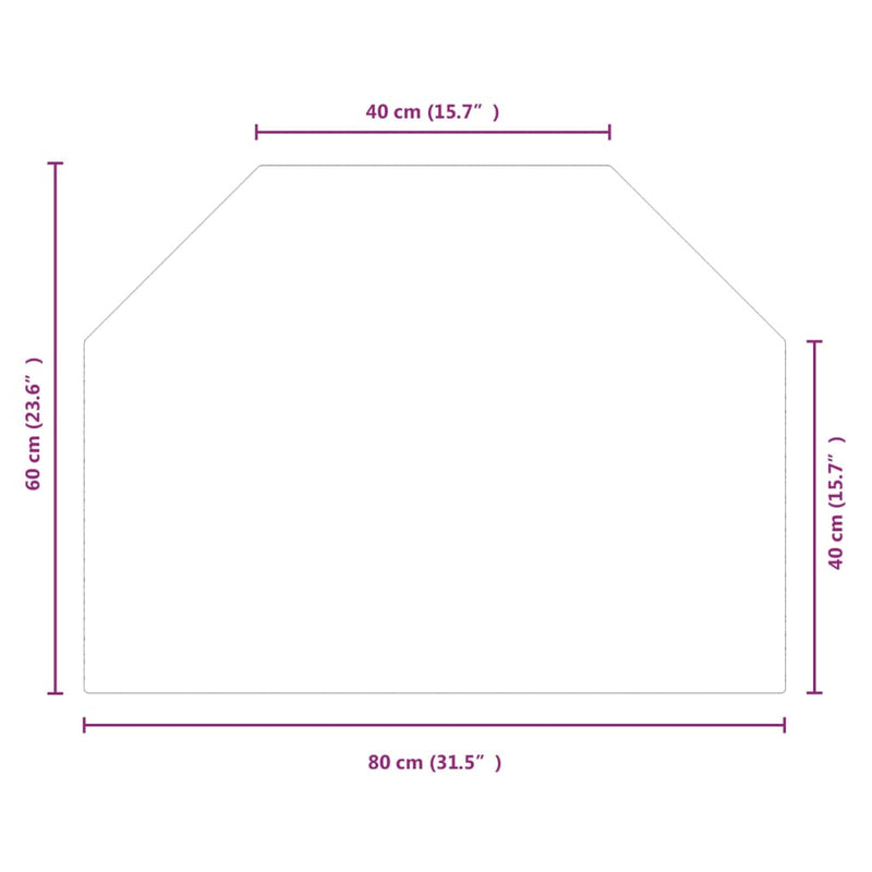 Glasplaat openhaard zeshoekig 80x60 cm