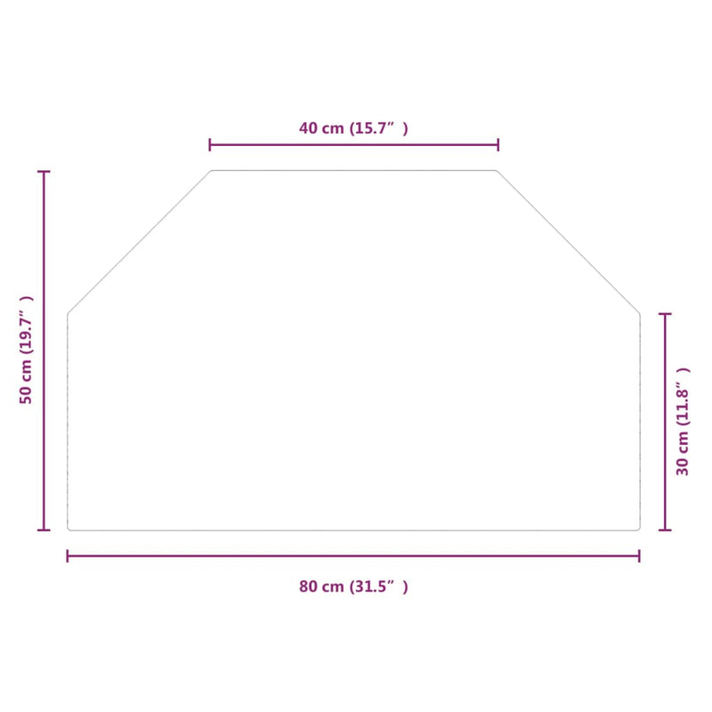 Glasplaat openhaard zeshoekig 80x50 cm