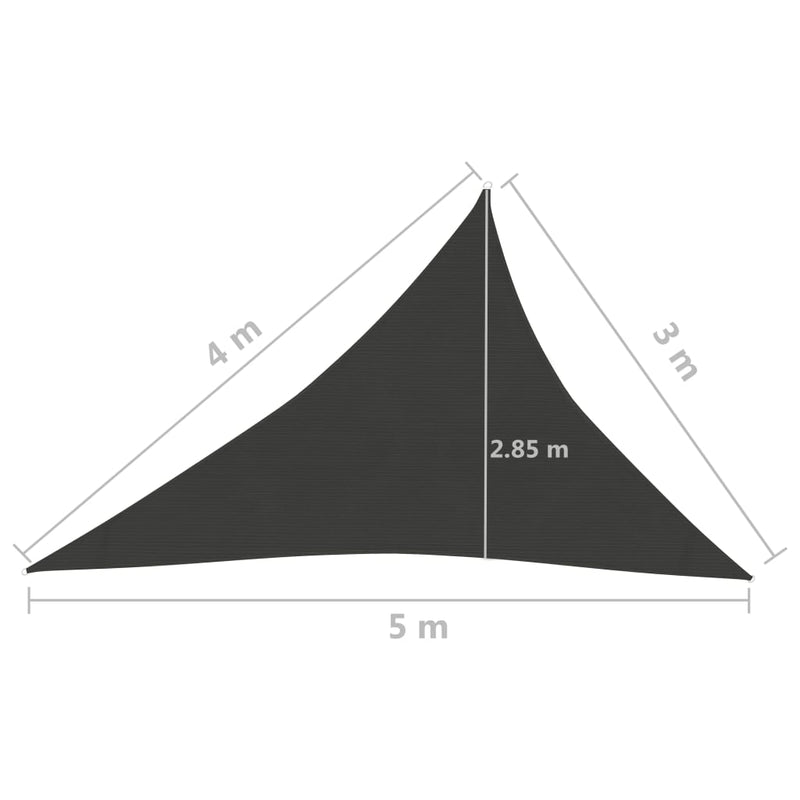 Zonnezeil 160 g/m² 3x4x5 m HDPE antracietkleurig