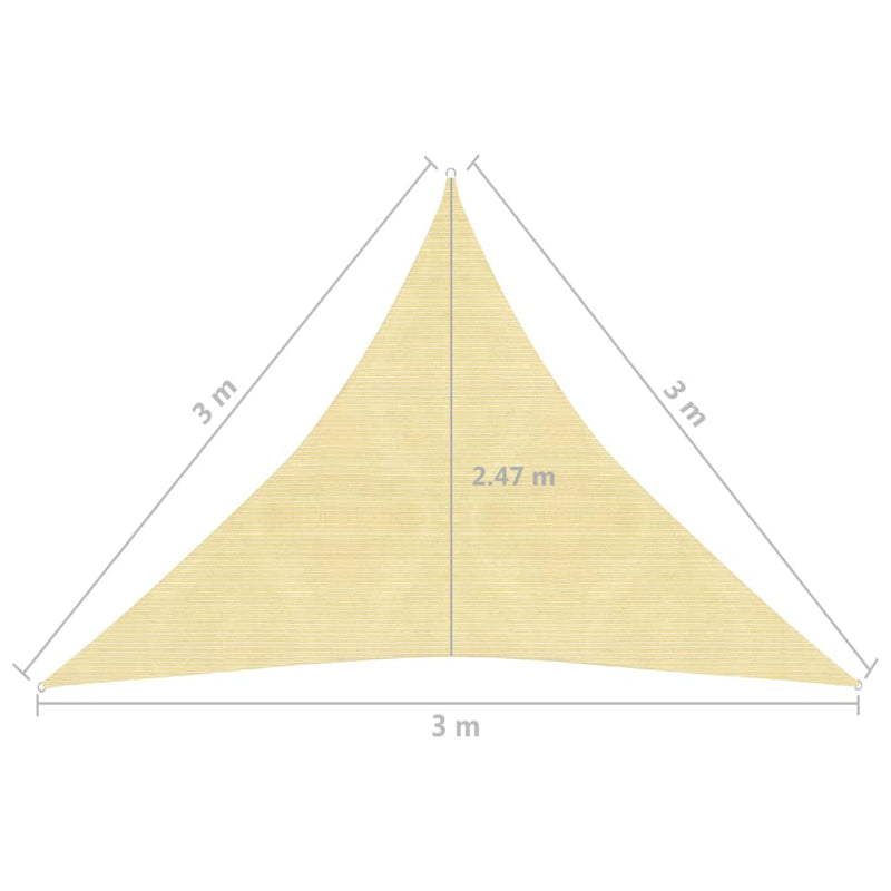 Zonnezeil 160 g/m² 3x3x3 m HDPE beige